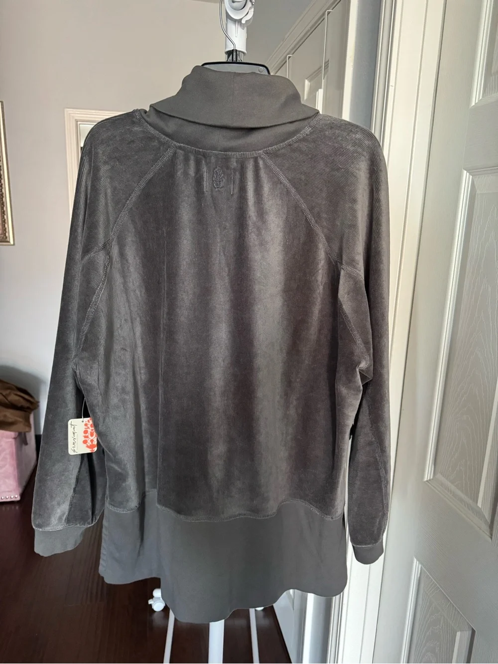 NWT FP Movement by Free People Gray Velvet Cowl Sweatshirt